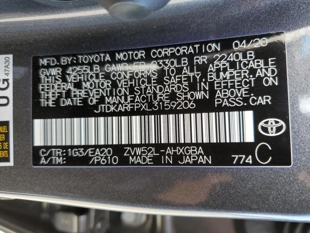 JTDKARFPXL3159206 - 2020 TOYOTA PRIUS PRIM 黑色 照片 10