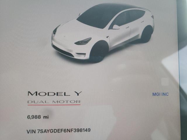 7SAYGDEF6NF398149 - 2022 TESLA MODEL Y أبيض صورة 8