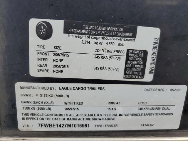 7FWBE1427M1016981 - 2021 EAGLE CARGO BLACK photo 10