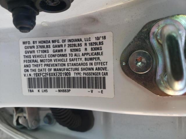 19XFC2F8XKE201909 - 2019 HONDA CIVIC SPOR 白色 照片 10
