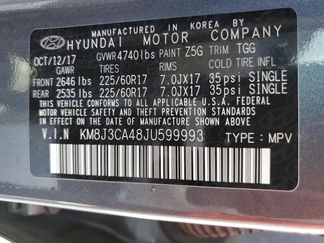 KM8J3CA48JU599993 - 2018 HYUNDAI TUCSON SEL GRAY photo 10