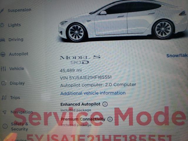 5YJSA1E21HF185551 - 2017 TESLA MODEL S Սպիտակ լուսանկար 8