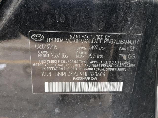 5NPE34AF9HH520686 - 2017 HYUNDAI SONATA SPO BLACK photo 10