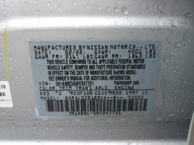 3N1AB8CV5NY247731 - 2022 NISSAN SENTRA SV SILVER photo 10