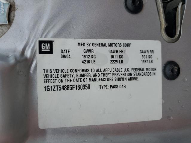 1G1ZT54885F160359 - 2005 CHEVROLET MALIBU LS SILVER photo 10