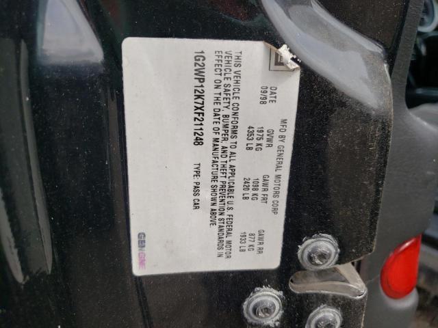 1G2WP12K7XF211248 - 1999 PONTIAC GRAND PRIX BLACK photo 10