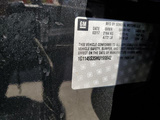 1G1145S35HU190842 - 2017 CHEVROLET IMPALA PRE შავი ფოტო 10