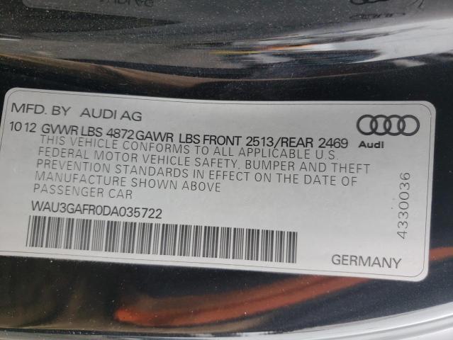 WAU3GAFR0DA035722 - 2013 AUDI S5 PRESTIG BLACK photo 10
