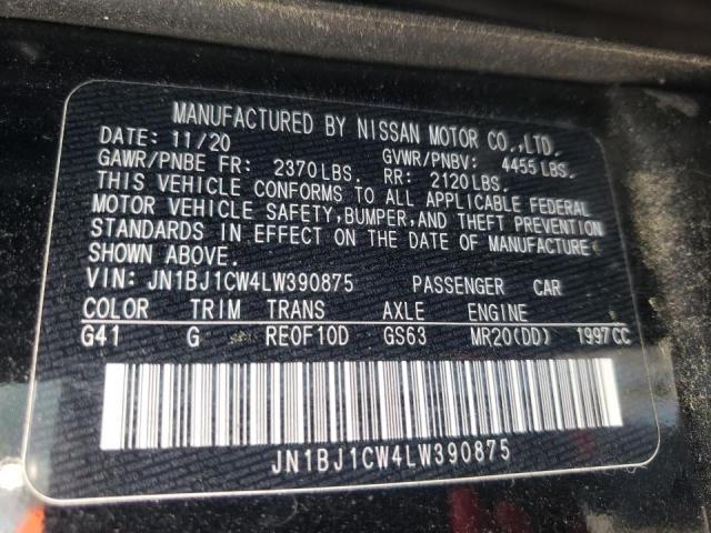 JN1BJ1CW4LW390875 - 2020 NISSAN ROGUE BLACK photo 10