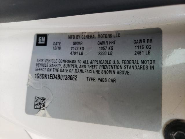 1G6DK1ED4B0138062 - 2011 CADILLAC CTS PERFOR თეთრი ფოტო 10