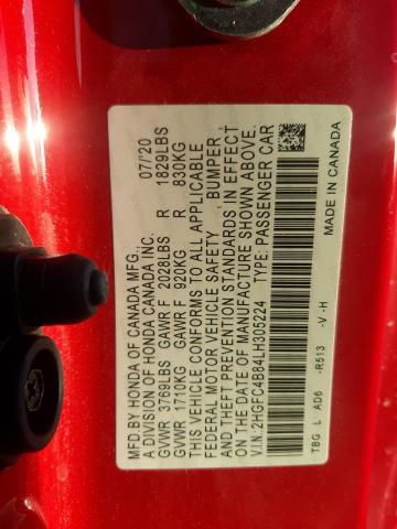 2HGFC4B84LH305224 - 2020 HONDA CIVIC SPOR RED photo 10