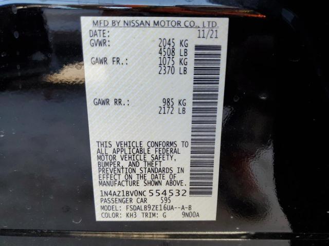 1N4AZ1BV0NC554532 - 2022 NISSAN LEAF S BLACK photo 10