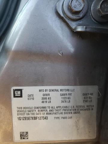 1G1ZE5E7XBF127343 - 2011 CHEVROLET MALIBU LTZ ნაცრისფერი ფოტო 10