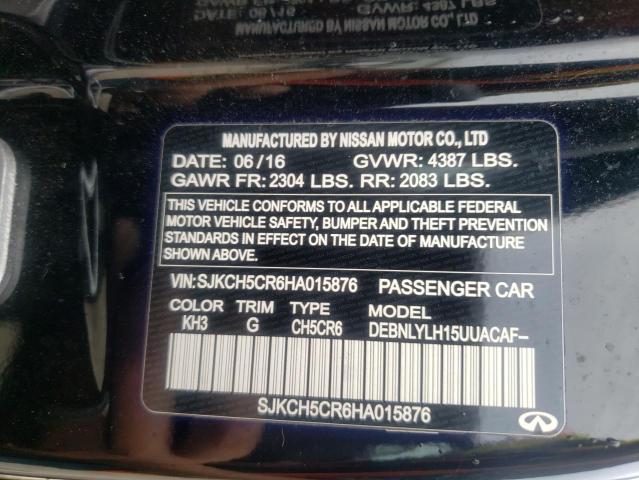 SJKCH5CR6HA015876 - 2017 INFINITI QX30 BASE BLACK photo 10