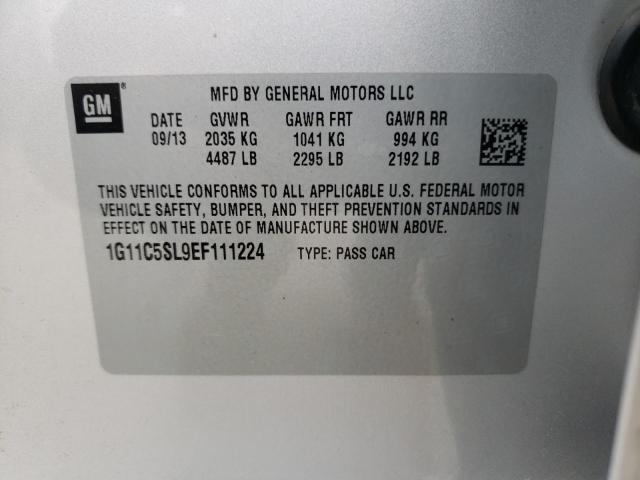 1G11C5SL9EF111224 - 2014 CHEVROLET MALIBU 1LT 银色 照片 10