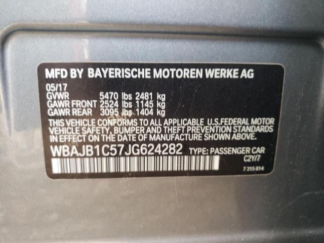 WBAJB1C57JG624282 - 2018 BMW 530XE GRAY photo 10