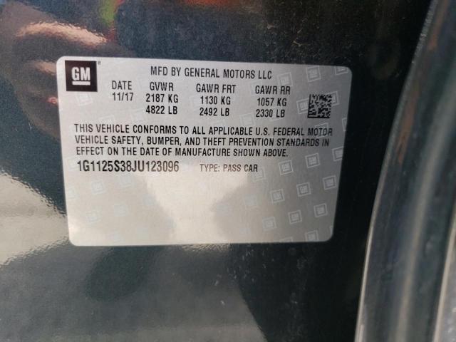 1G1125S38JU123096 - 2018 CHEVROLET IMPALA PRE გრაფიტი ფოტო 10