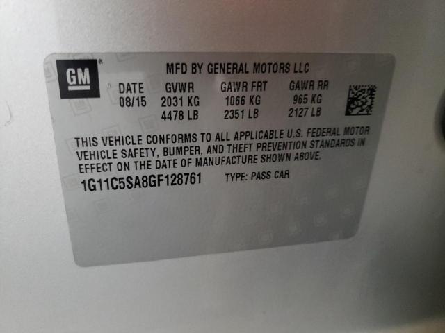 1G11C5SA8GF128761 - 2016 CHEVROLET MALIBU LIM 银色 照片 10