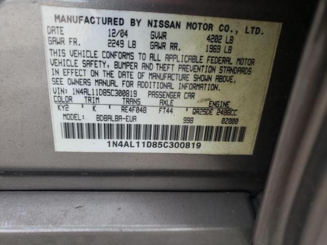 1N4AL11D85C300819 - 2005 NISSAN ALTIMA S BEIGE photo 10