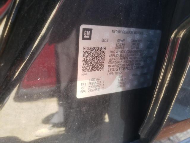 1GCGTCEN1J1316790 - 2018 CHEVROLET COLORADO L BLACK photo 10
