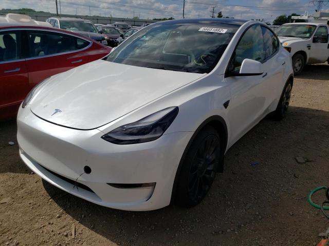 5YJYGDEF6MF261711 - 2021 TESLA MODEL Y Белый фото 2