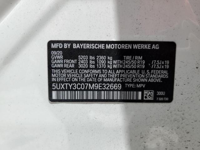 5UXTY3C07M9E32669 - 2021 BMW X3 SDRIVE3 WHITE photo 10