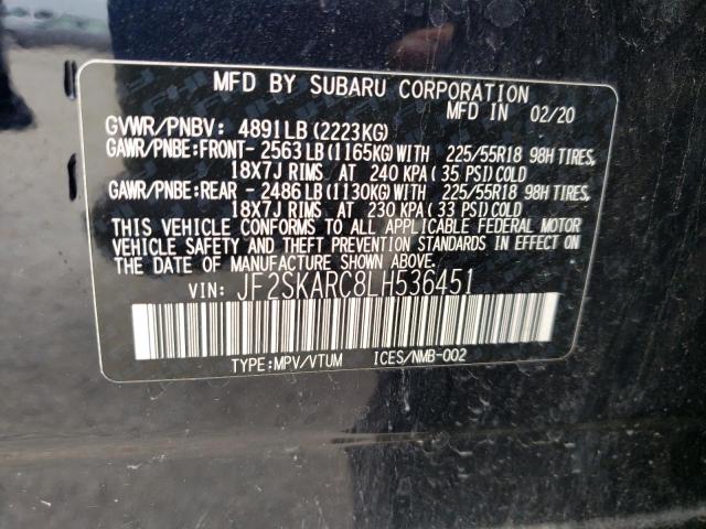 JF2SKARC8LH536451 - 2020 SUBARU FORESTER S Mavi foto 10