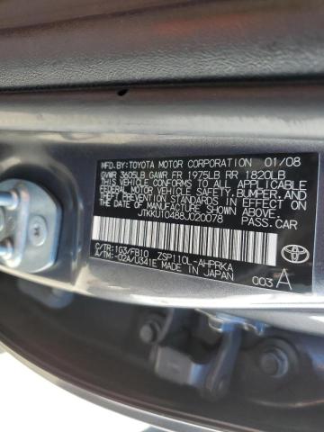 JTKKU10488J020078 - 2008 TOYOTA SCION GRAY photo 10