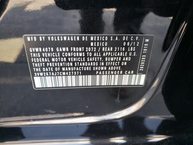 3VW2K7AJ7CM427371 - 2012 VOLKSWAGEN JETTA BASE შავი ფოტო 10