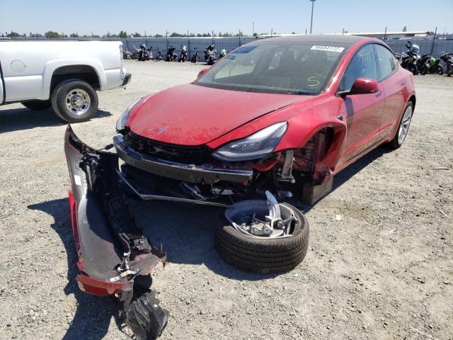 5YJ3E1EA4MF078455 - 2021 TESLA MODEL 3 红色 照片 2