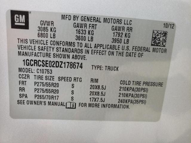 1GCRCSE02DZ178674 - 2013 CHEVROLET silverado SILVER photo 10