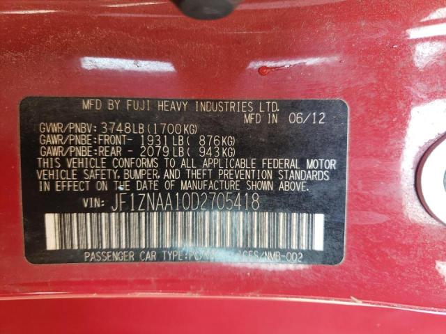 JF1ZNAA10D2705418 - 2013 TOYOTA SCION FR-S RED photo 10