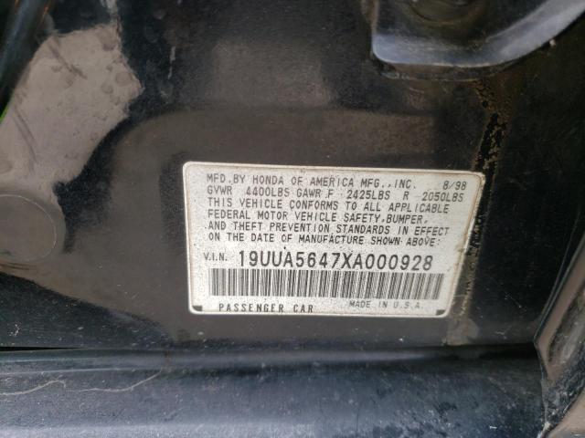 19UUA5647XA000928 - 1999 ACURA 3.2TL BLACK photo 10