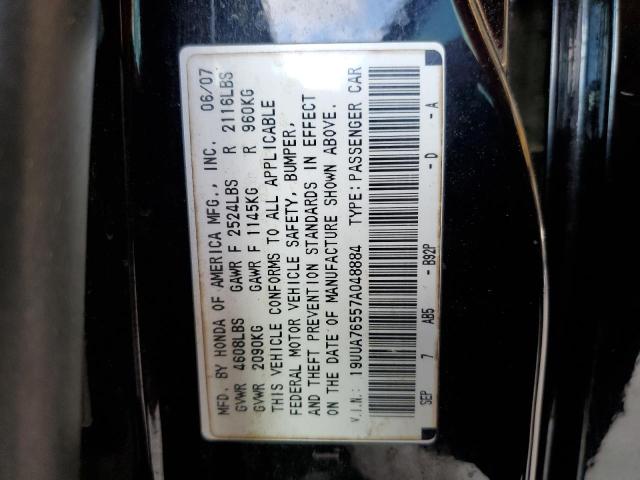 19UUA76557A048884 - 2007 ACURA TL TYPE S BLACK photo 10