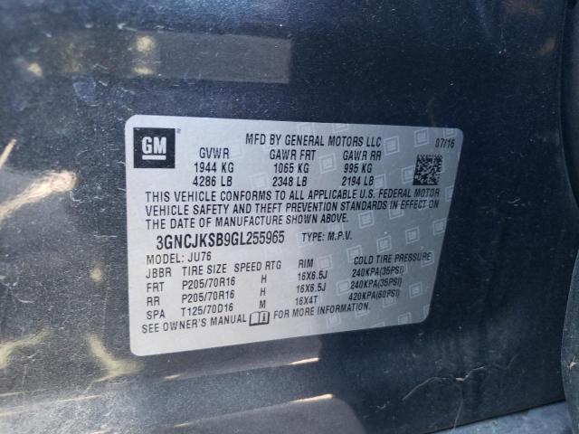 3GNCJKSB9GL255965 - 2016 CHEVROLET TRAX LS CHARCOAL photo 10