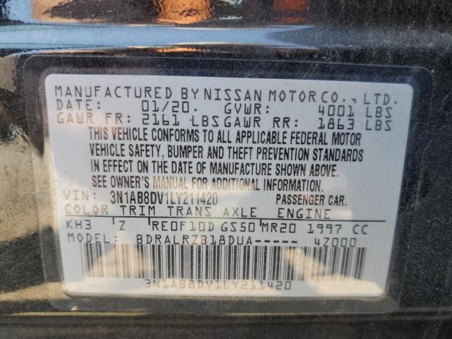 3N1AB8DV1LY211420 - 2020 NISSAN SENTRA SR BLACK photo 10