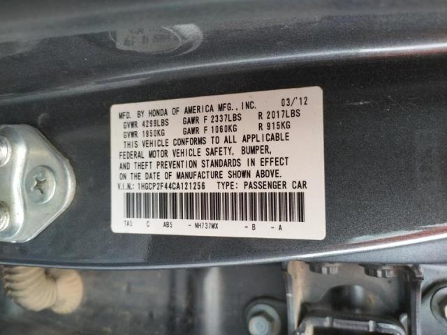 1HGCP2F44CA121256 - 2012 HONDA ACCORD LXP GRAY photo 10