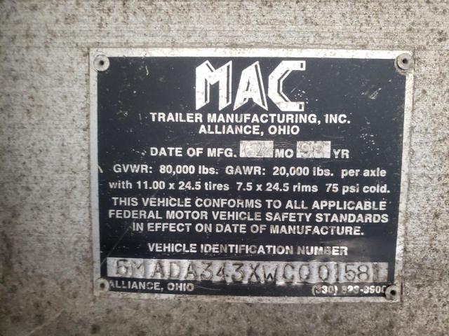 5MADA343XWC001581 - 1998 MAC DUMP TRAIL ვერცხლისფერი ფოტო 10