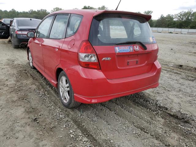 JHMGD38627S020163 - 2007 HONDA FIT S RED photo 3