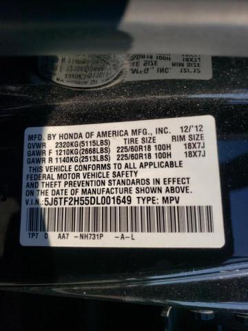 5J6TF2H55DL001649 - 2013 HONDA CROSSTOUR EXL  ფოტო 10