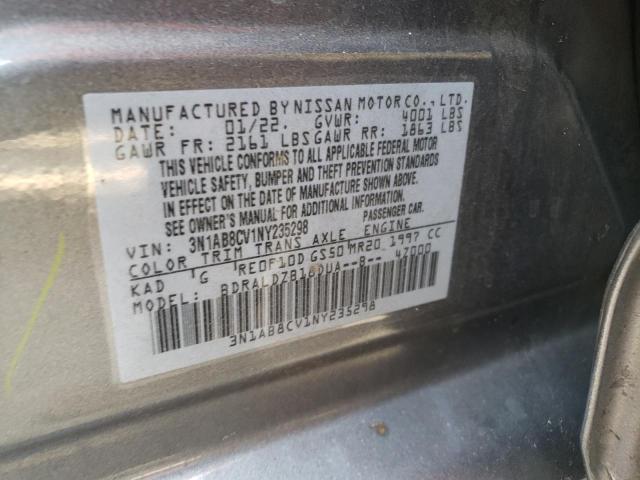 3N1AB8CV1NY235298 - 2022 NISSAN SENTRA SV GRAY photo 10