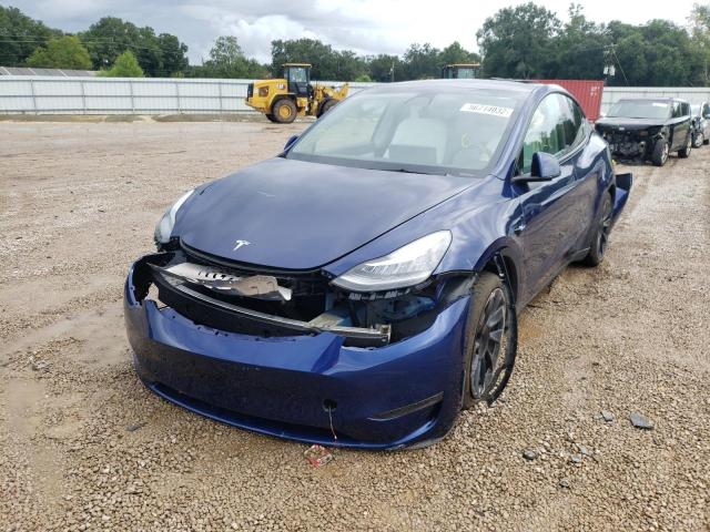 5YJYGAEEXMF190129 - 2021 TESLA MODEL Y Bleu photo 2