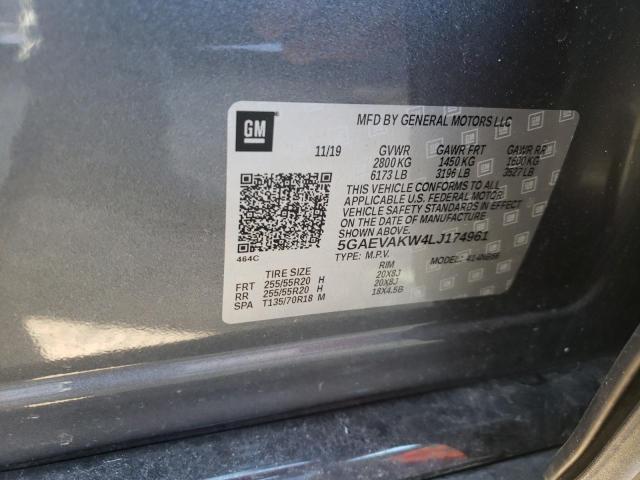 5GAEVAKW4LJ174961 - 2020 BUICK ENCLAVE ES GRAY photo 10
