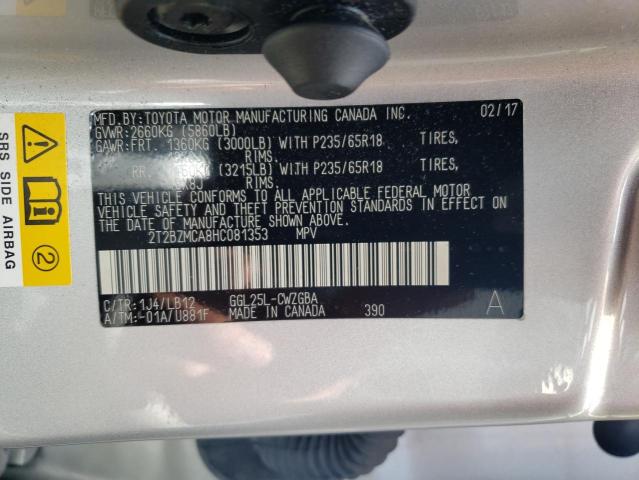 2T2BZMCA8HC081353 - 2017 LEXUS RX 350 BASE  photo 10