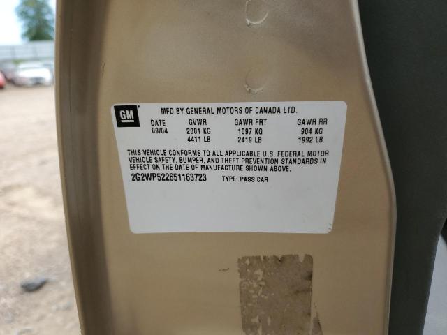 2G2WP522651163723 - 2005 PONTIAC GRAND PRIX GOLD photo 10