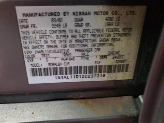 1N4AL11D12C237316 - 2002 NISSAN ALTIMA BAS TAN photo 10