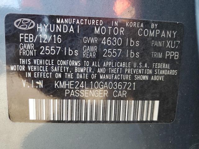 KMHE24L10GA036721 - 2016 HYUNDAI SONATA HYB BLUE photo 10