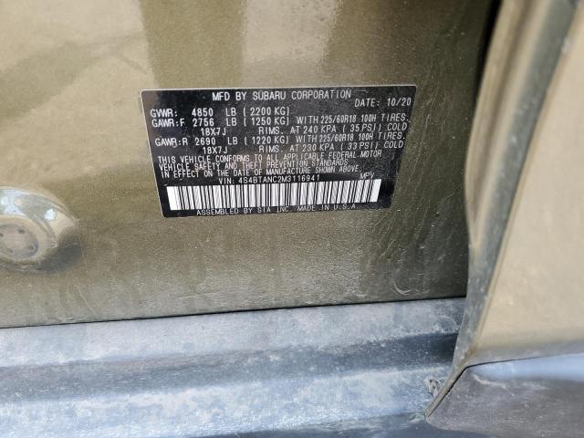 4S4BTANC2M3116941 - 2021 SUBARU OUTBACK LI GREEN photo 10