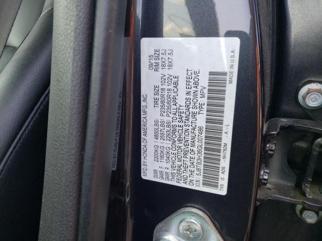 5J8TB3H36GL007486 - 2016 ACURA RDX GRAY photo 10