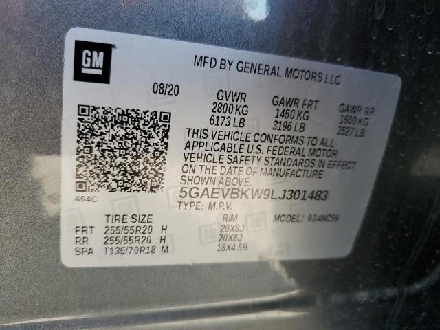 5GAEVBKW9LJ301483 - 2020 BUICK ENCLAVE PR CHARCOAL photo 10